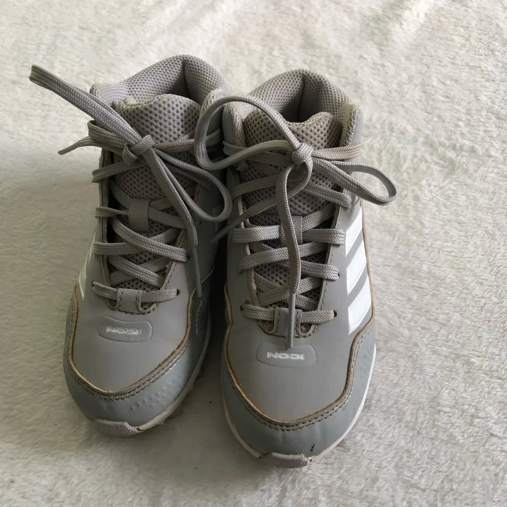 adidas Kids Gray and White Athletic Cleats